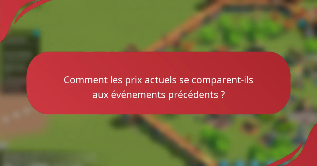 Comment les prix actuels se comparent-ils aux événements précédents ?