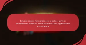 Bonus de recharge d’anniversaire pour les packs de gemmes : Récompenses de célébration, Reconnaissance des jalons, Appréciation de la communauté