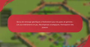 Bonus de recharge spécifiques à l’événement pour les packs de gemmes : Liés aux événements en jeu, Récompenses stratégiques, Participation des joueurs